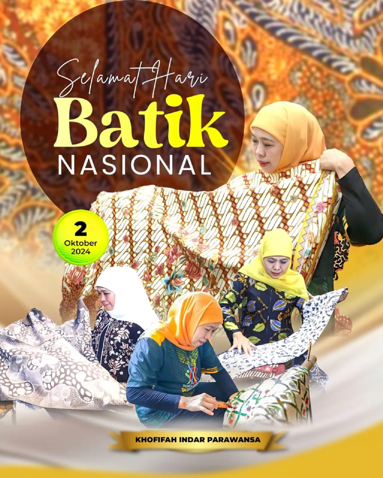 Khofifah Ajak Masyarakat Bangga Berbatik di Hari Batik Nasional 2024