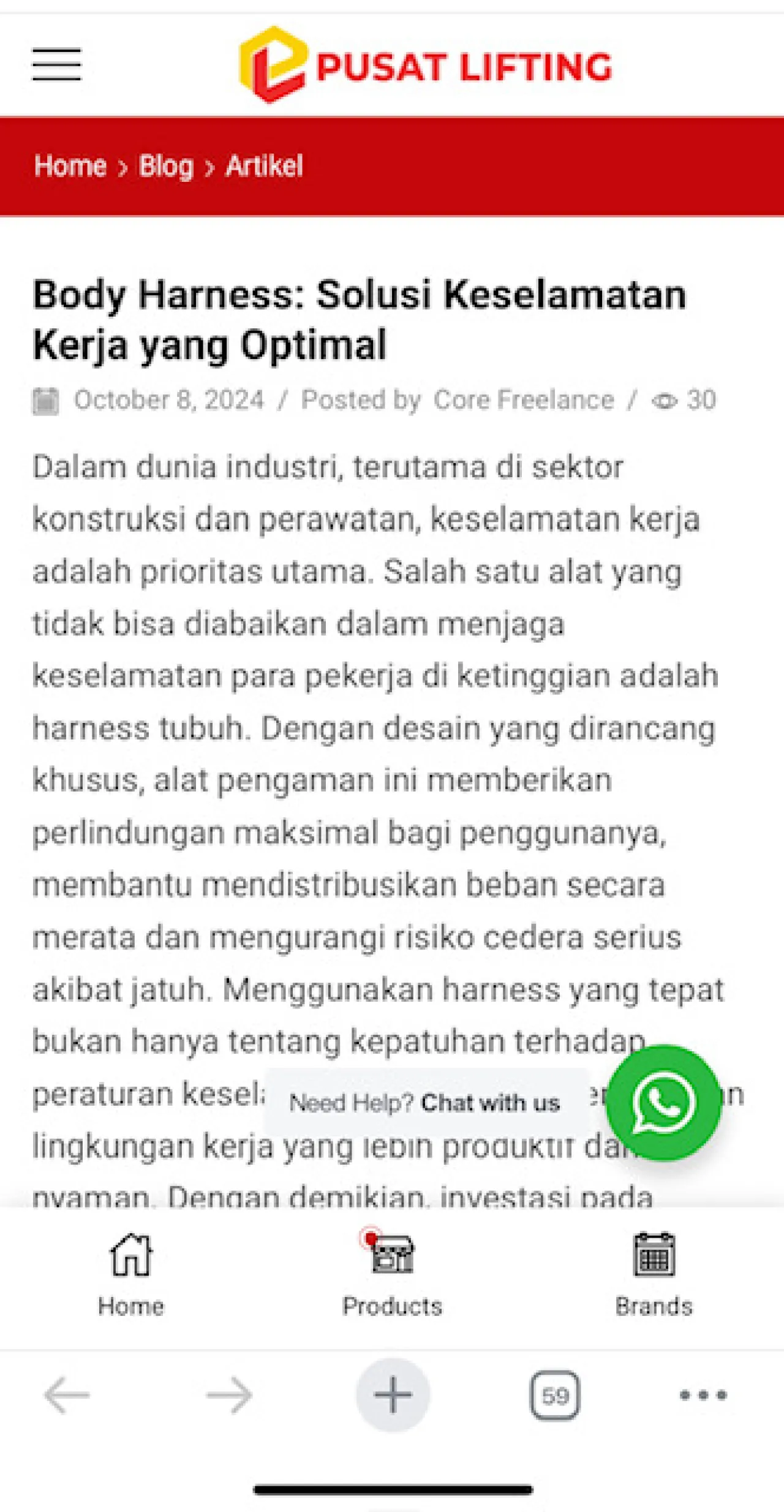 Baca juga : Manfaat Body Harness untuk Safety