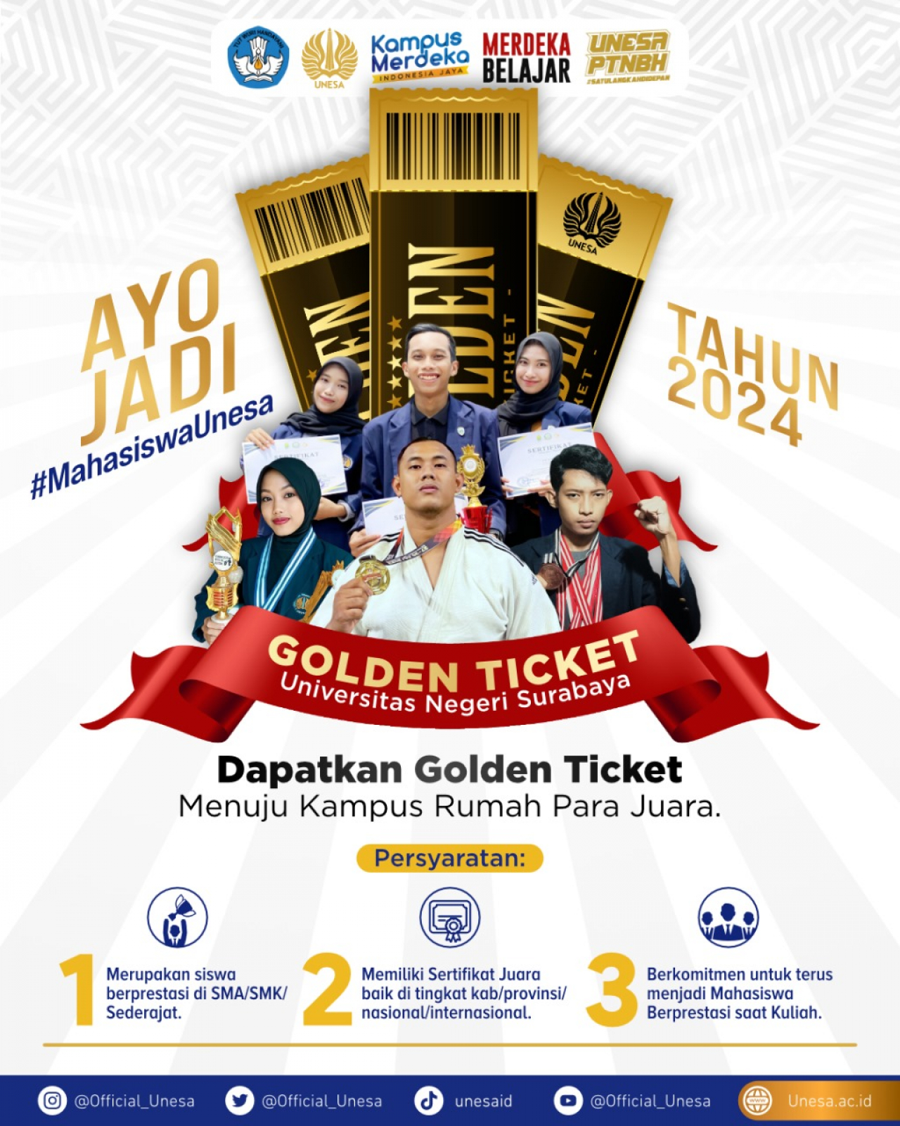 UNESA menyiapkan golden ticket bagi siswa berprestasi pada jalur penerimaan mahasiswa baru tahun 2024. SP/ UNESA