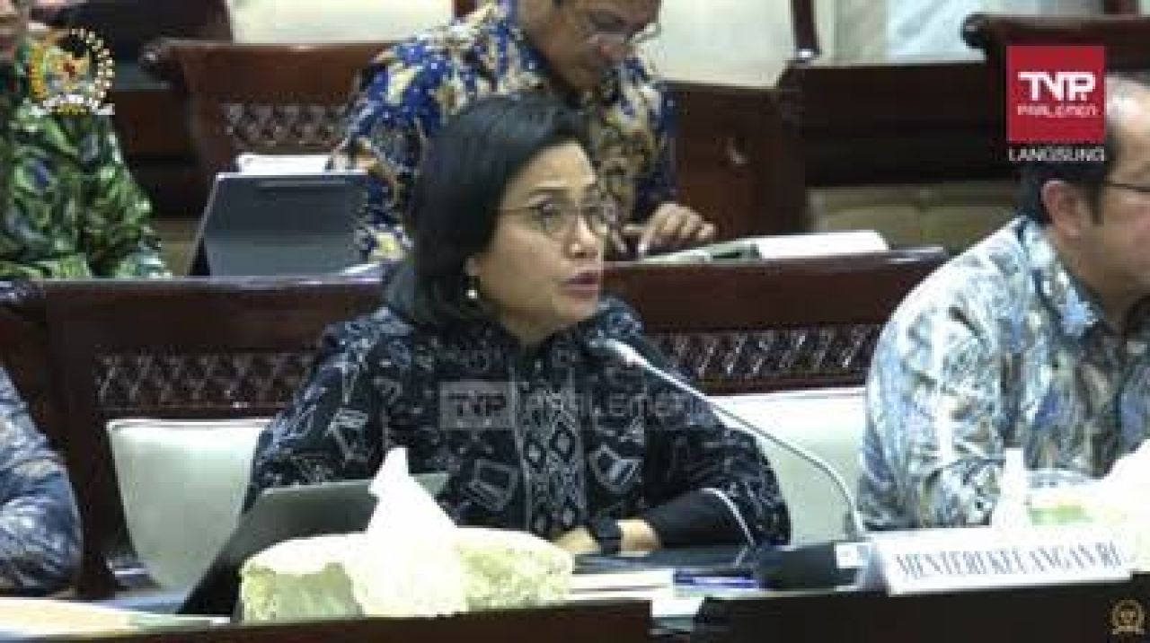 Sri Mulyani dalam rapat kerja bersama Komisi XI DPR RI.