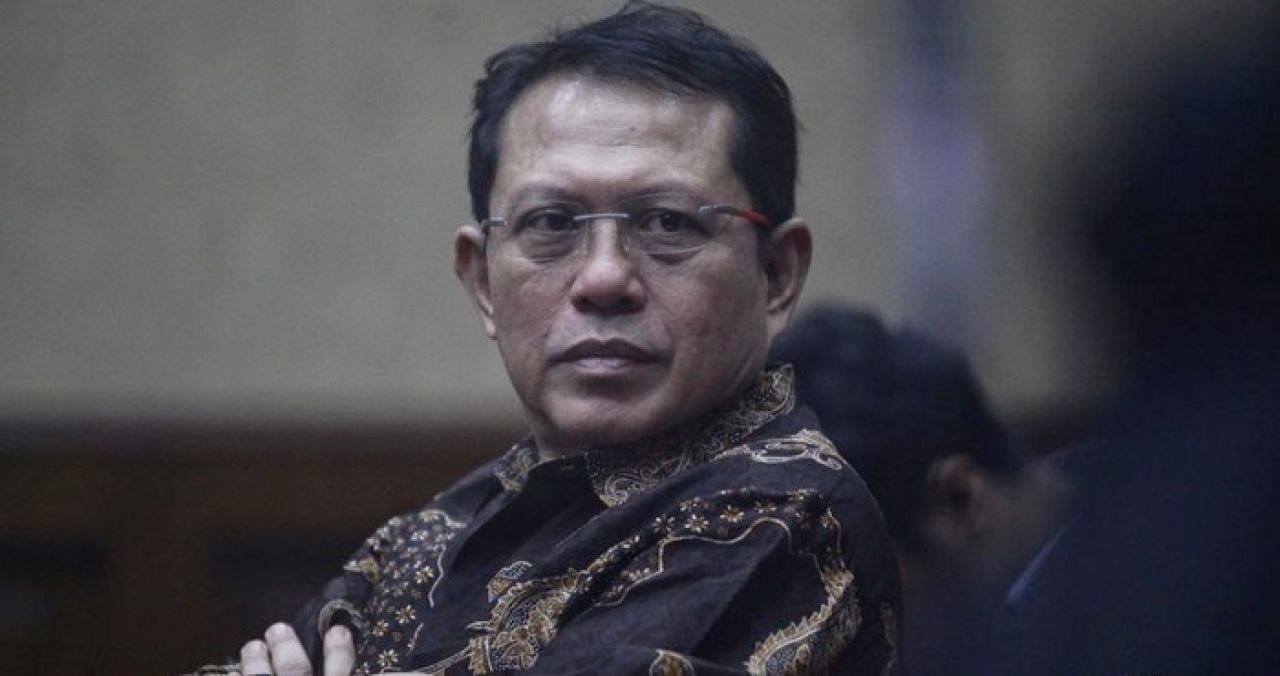 Ekspresi Hasbi Hasan usai menjalani sidang tuntutan dalam perkara dugaan suap pengurusan perkara di MA, Kamis (14/3/2024)
