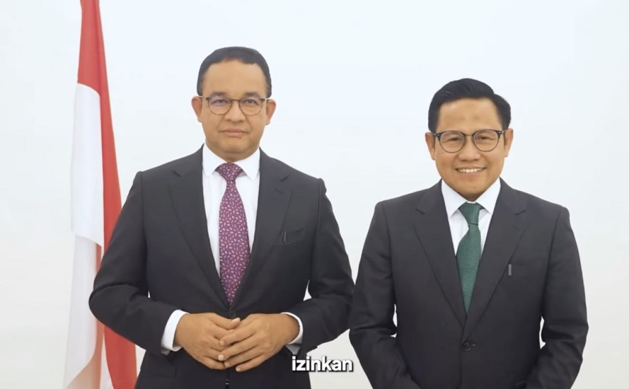 Anies Baswedan dan Muhaimin Iskandar saat mengucapkan selamat kepada pasangan Prabowo Subianto dan Gibran Rakabuming menjadi Presiden dan Wakil Presiden terpilih.