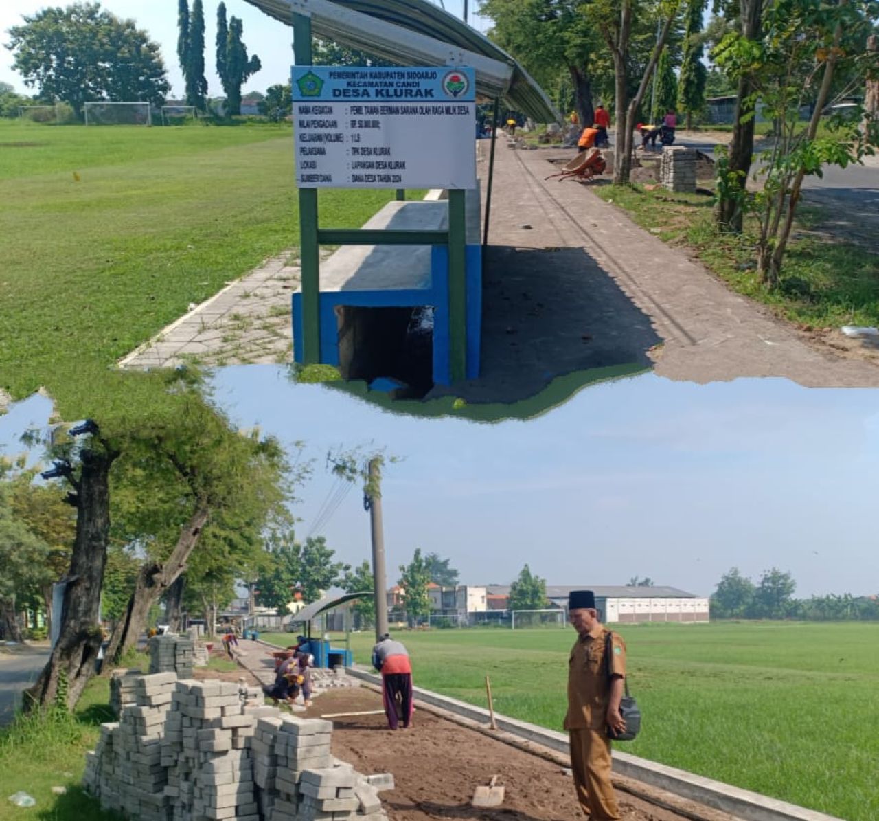 Pemerintah desa Klurak Kecamatan Candi mempercantik Lapangan Sepak Bola. SP/Hikmah