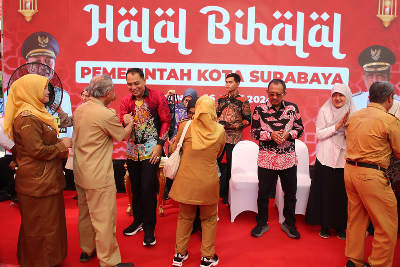 Acara halal bihalal di halaman Taman Surya, Selasa (16/4/2024). SP/SURA