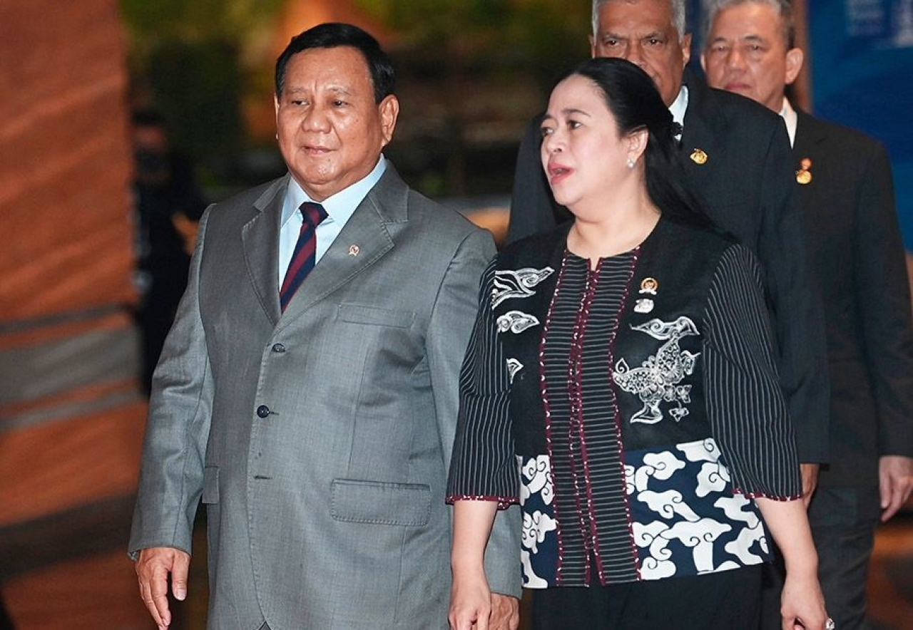 Momen Puan Maharani bersama Prabowo Subianto di helatan World Water Forum (WWF) ke-10 di Nusa Dua, Bali.