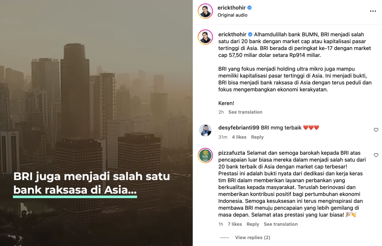 BRI Masuk 20 Bank Raksasa di Asia, Bersama BCA