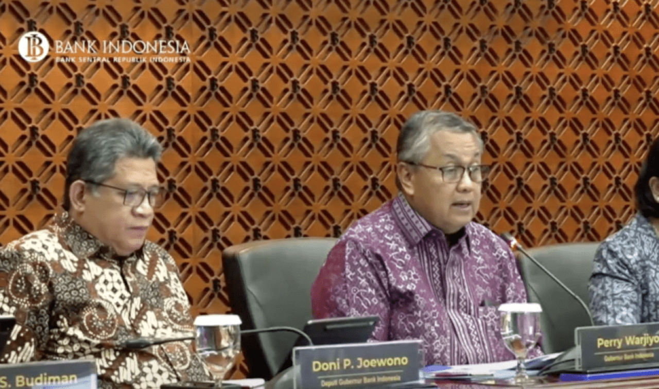 Direktur Bank Indonesia Perry Warjiyo saat mengumumkan hasil Rapat Dewan Gubernur terkait BI Rate sebesar 6,25 Persen.