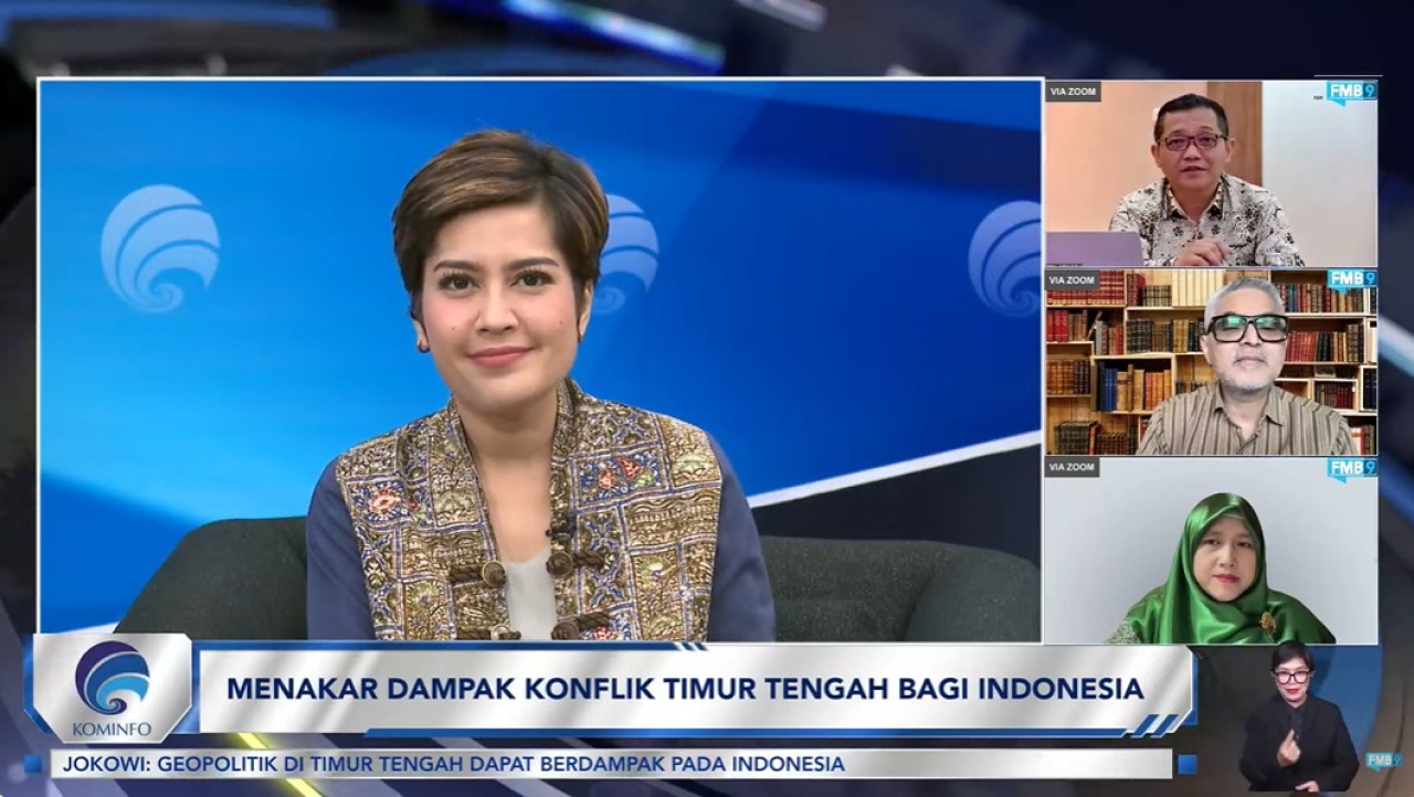 Dialog Forum Merdeka Barat 9 (FMB9) yang mengangkat tema 'Menakar Dampak Konflik Timur Tengah bagi Indonesia', Senin (3/6).