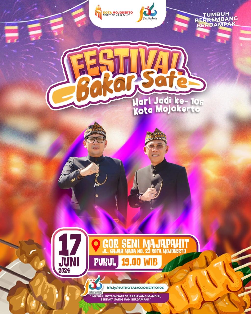 Festival Bakar Sate kembali hadir untuk menyemarakkan rangkaian Hari Ulang Tahun ke-106 Kota Mojokerto.