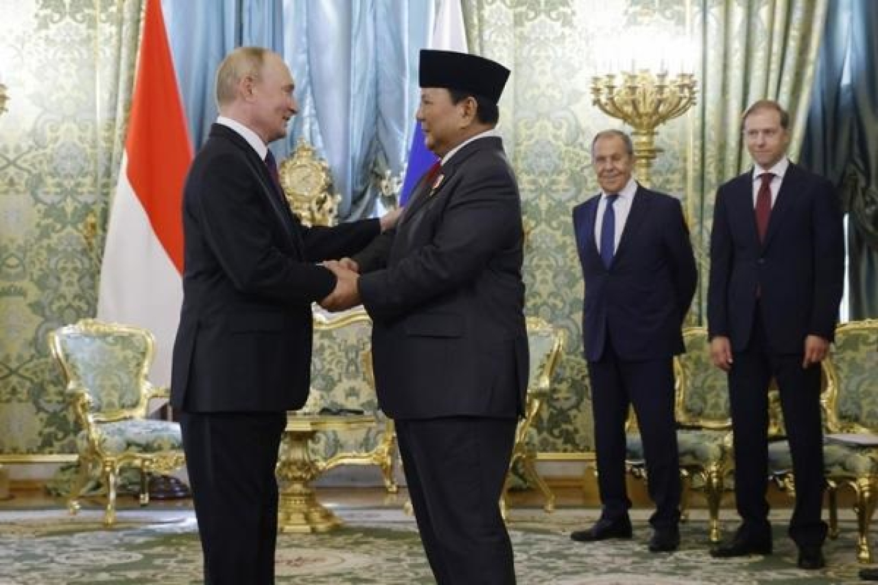 Presiden Terpilih Prabowo Subianto, bertemu dengan Presiden Rusia, Vladimir Putin, Rabu (31/7/2024).