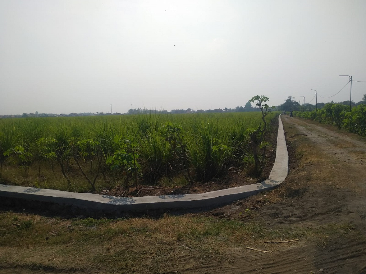 Bangunan tembok penahan tanah (TPT) di  jalan sawah Dusun Sampuri, Desa Karangpuri. SP/JUM