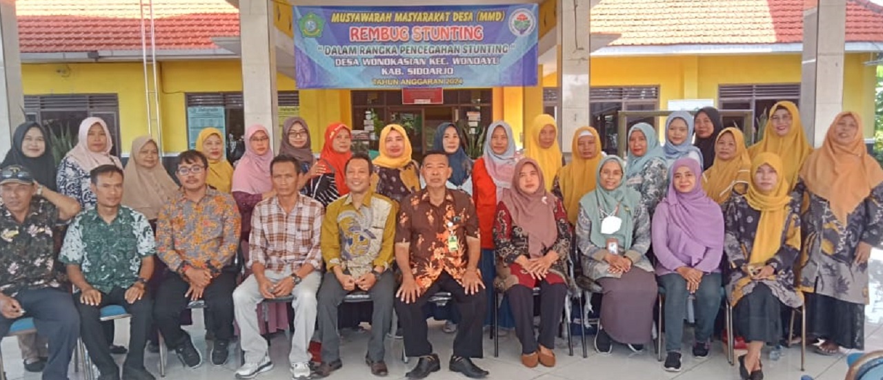 Kegiatan Rembug Stunting dan Musyawarah Masyarakat Desa (MMD) di Balai Desa wonokasian Kecamatan wonoayu kabupaten Sidoarjo. SP/ HIKMAH