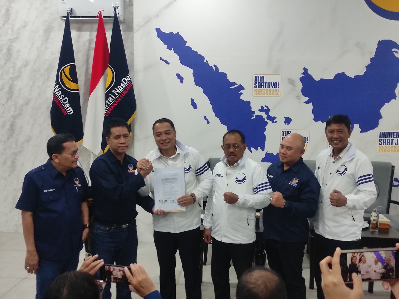 Pasangan petahana Eri Cahyadi dan Armuji (ErJi) dapat dukungan kuat Partai NasDem. SP/ Zisti