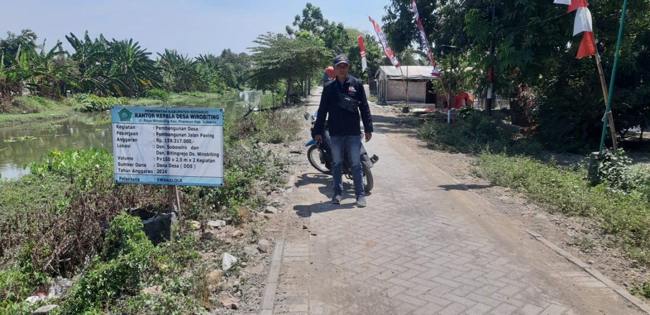 Proyek pavingisasi jalan Dusun Wirosobo dan Dusun Bitingrejo, Desa Wirobiting tahun anggaran 2024. SP/JUM