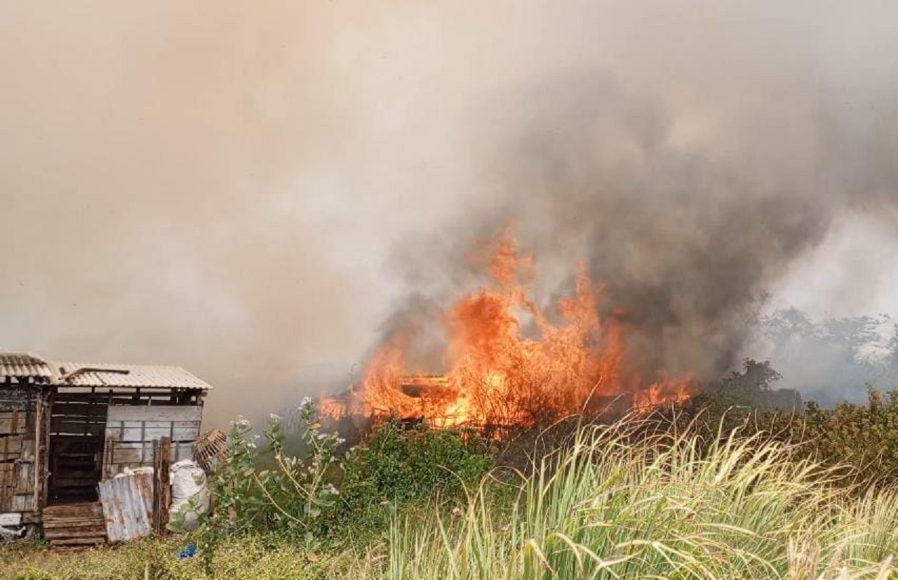 Kondisi kebakaran di kawasan Desa Kalitengah, Kecamatan Tanggulangin, Kabupaten Sidoarjo. SP/ HIKMAH