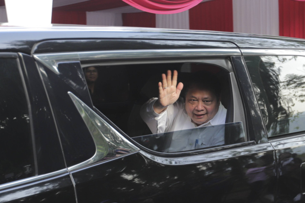 Airlangga Hartarto hadir untuk mengikuti pembekalan calon menteri di Padepokan Garuda Yaksa, Hambalang.
