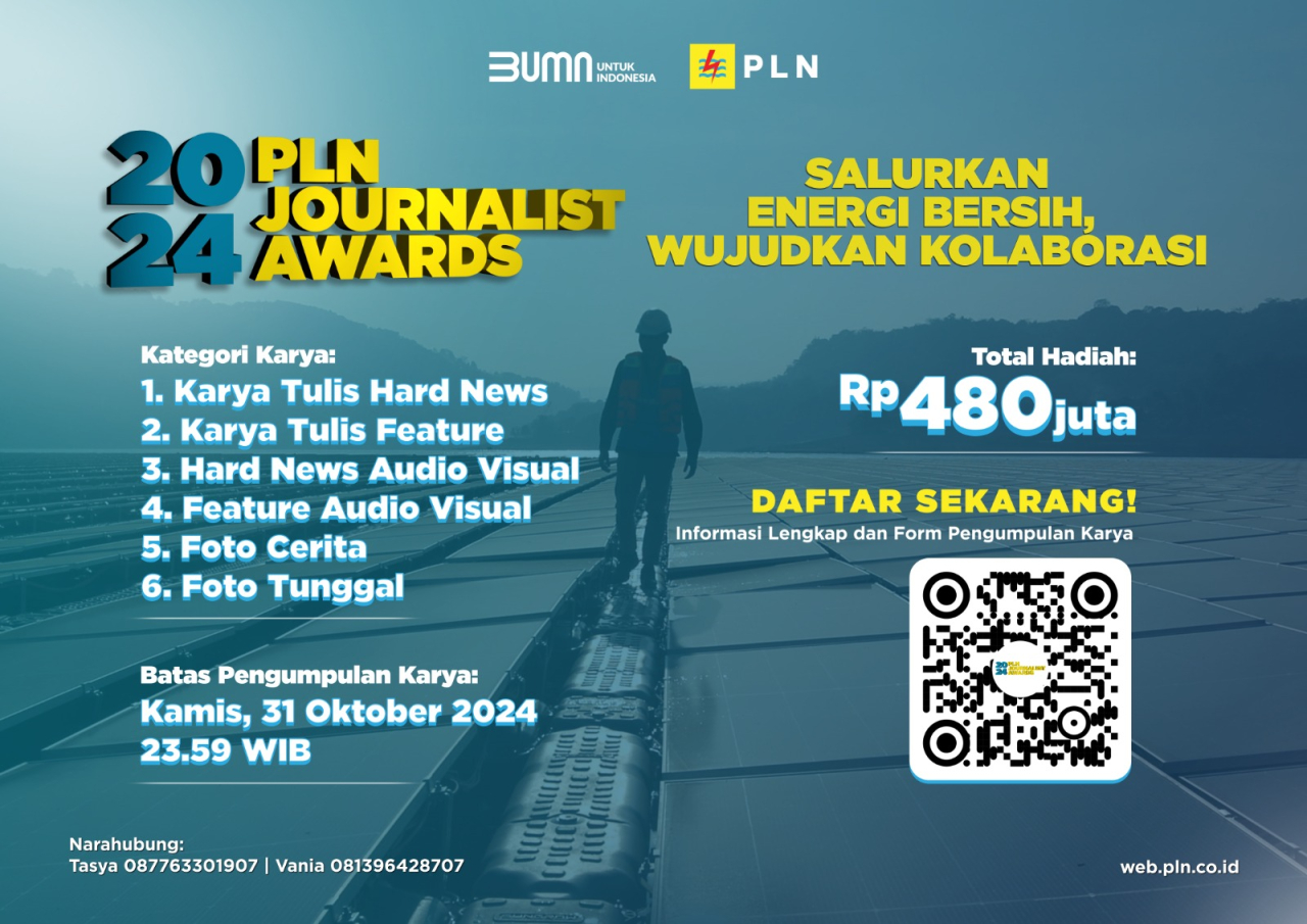 PT PLN mengajak insan Jurnalis untuk dapat berpartisipasi dalam ajang PLN Journalist Award (PJA) 2024 dengan tema "Salurkan Energi Bersih, Wujudkan Kolaborasi". Foto/Humas PLN