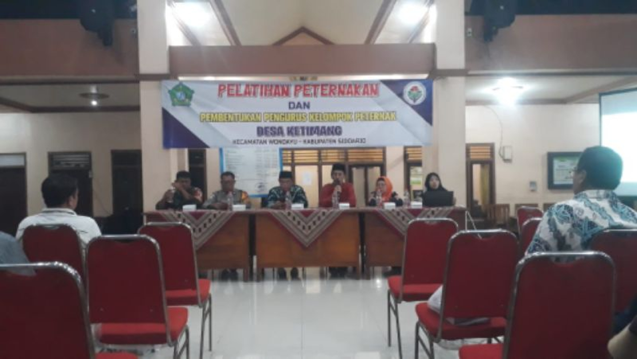 Kegiatan pelatihan pengembangan ternak di pendopo kantor Desa Ketimang. SP/JUM