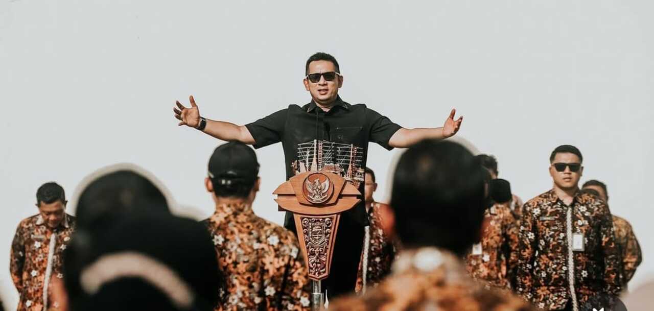 Pj Wali Kota Mojokerto, Moh Ali Kuncoro saat memberikan arahan kepada ASN Pemkot Mojokerto. SP/ DWI
