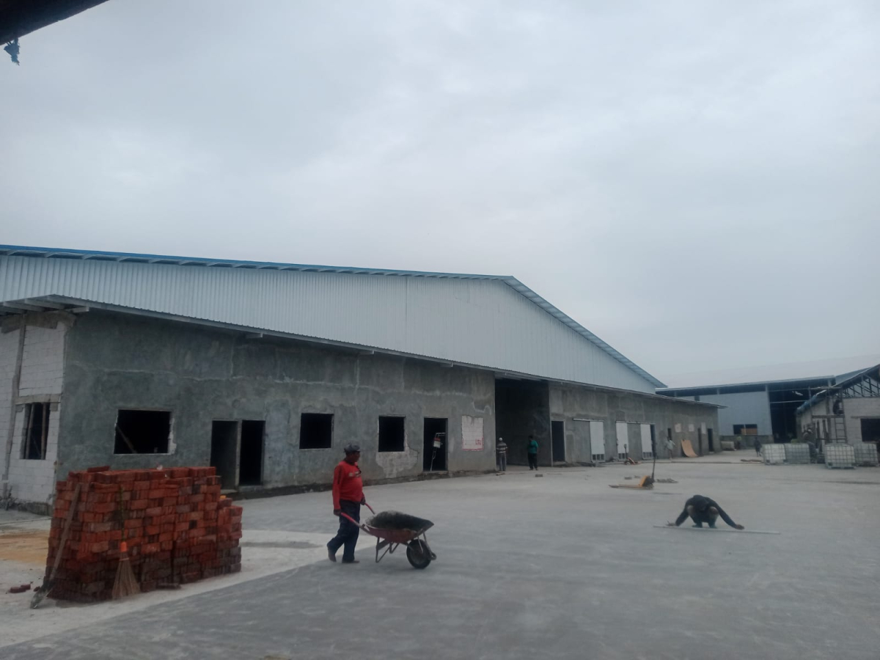 Pembangunan pergudangan milik PT BJWI di Jl Mayjen Soengkono 26, Desa Sekarkurung, Kecamatan Kebomas memasuki tahap finishing, diduga belum mengantongi IMB atau PBG. SP/Grs