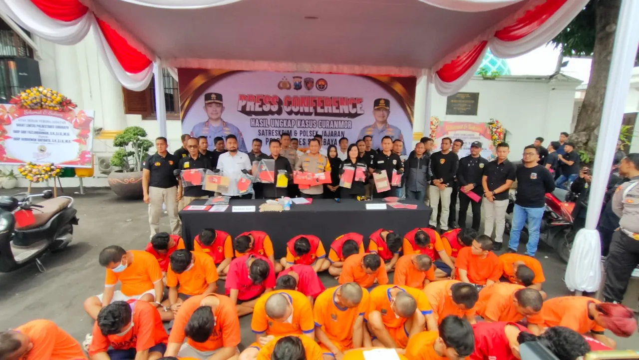 Tempo Satu Bulan Polrestabes Surabaya Bekuk 32 Pelaku Curanmor