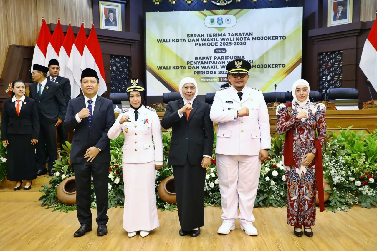 Hadiri Sertijab Wali Kota Mojokerto, Gubernur Khofifah Minta Sinkronisasi RPJMD