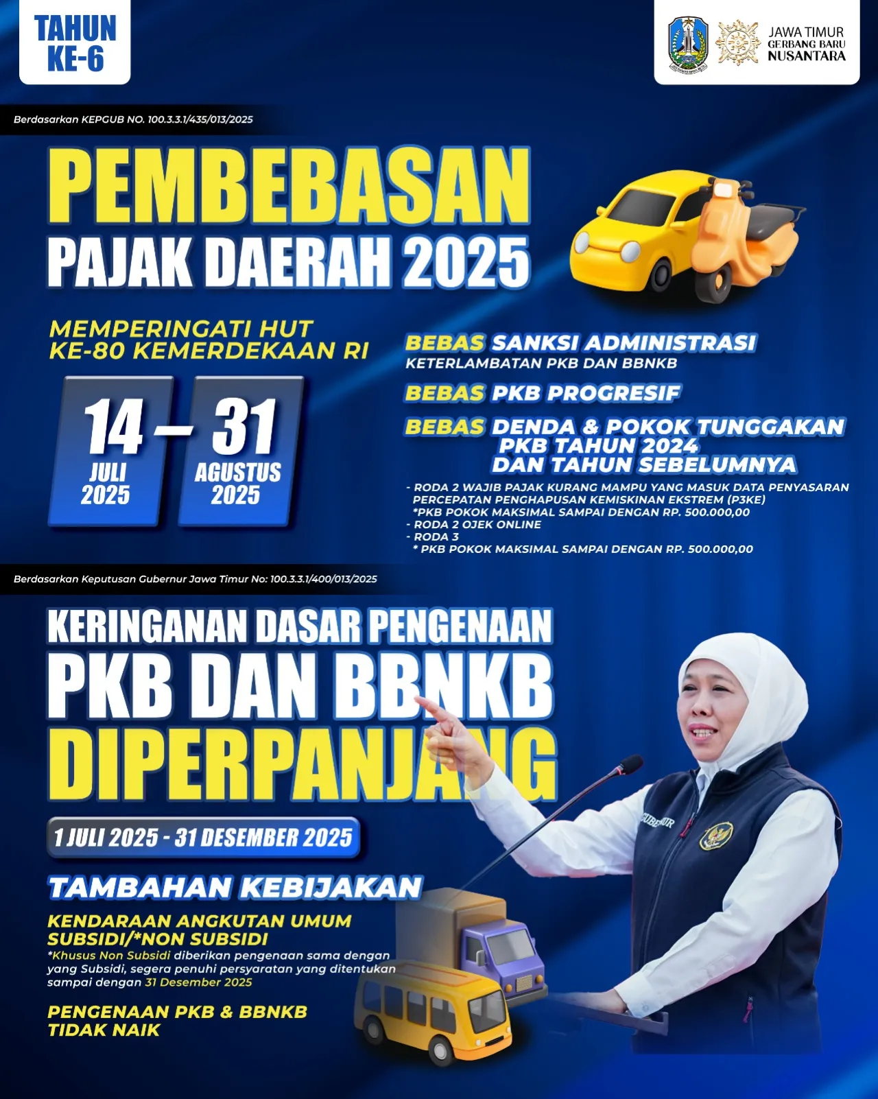 Baca juga : Pemprov Jatim Gelar Pemutihan Pajak Kendaraan Bermotor untuk Keenam Kalinya, Berlaku 14 Juli–31 Agustus 2025