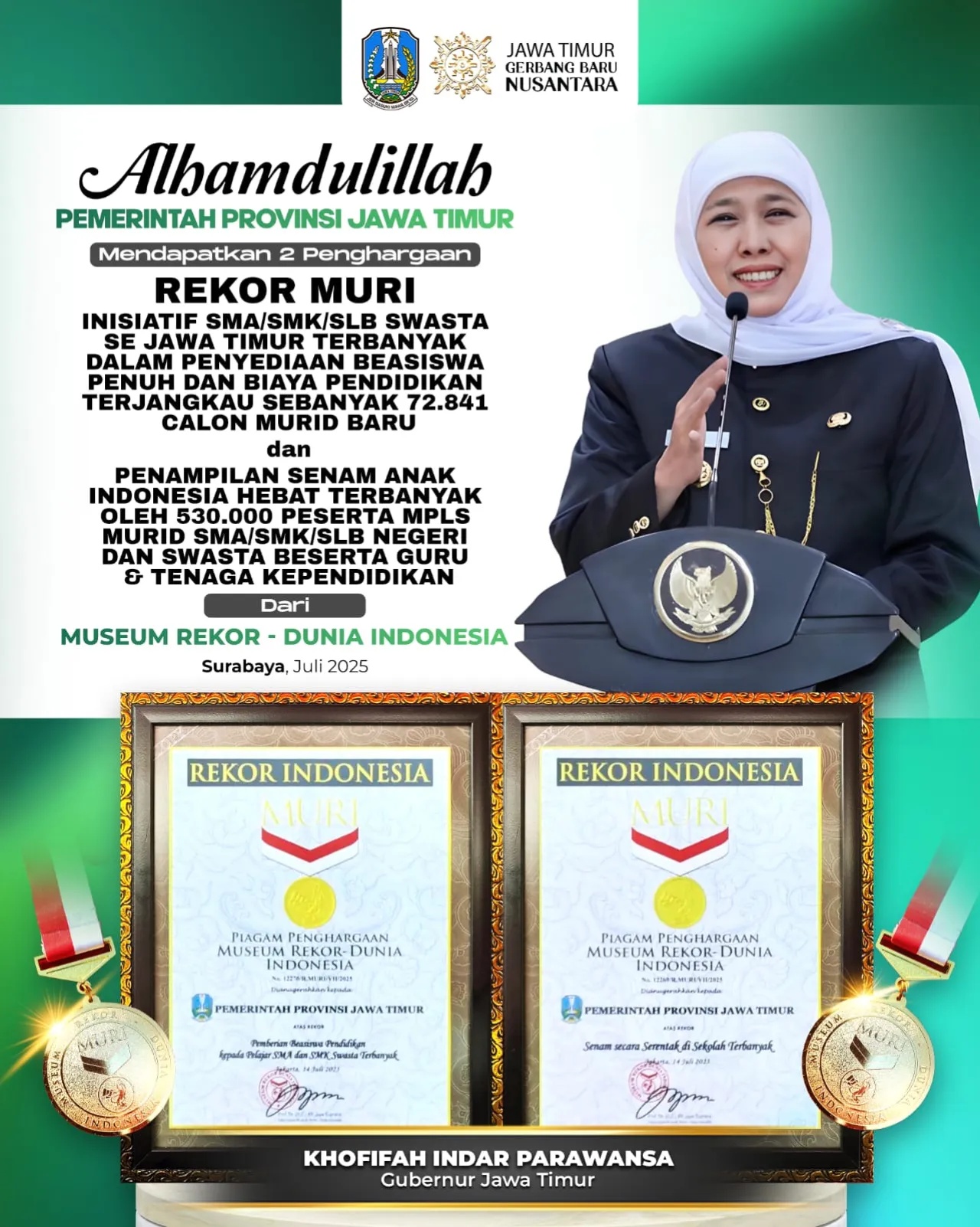 Gubernur Khofifah Gaungkan Pendidikan Ramah, Inklusif dan Anti Judi Online