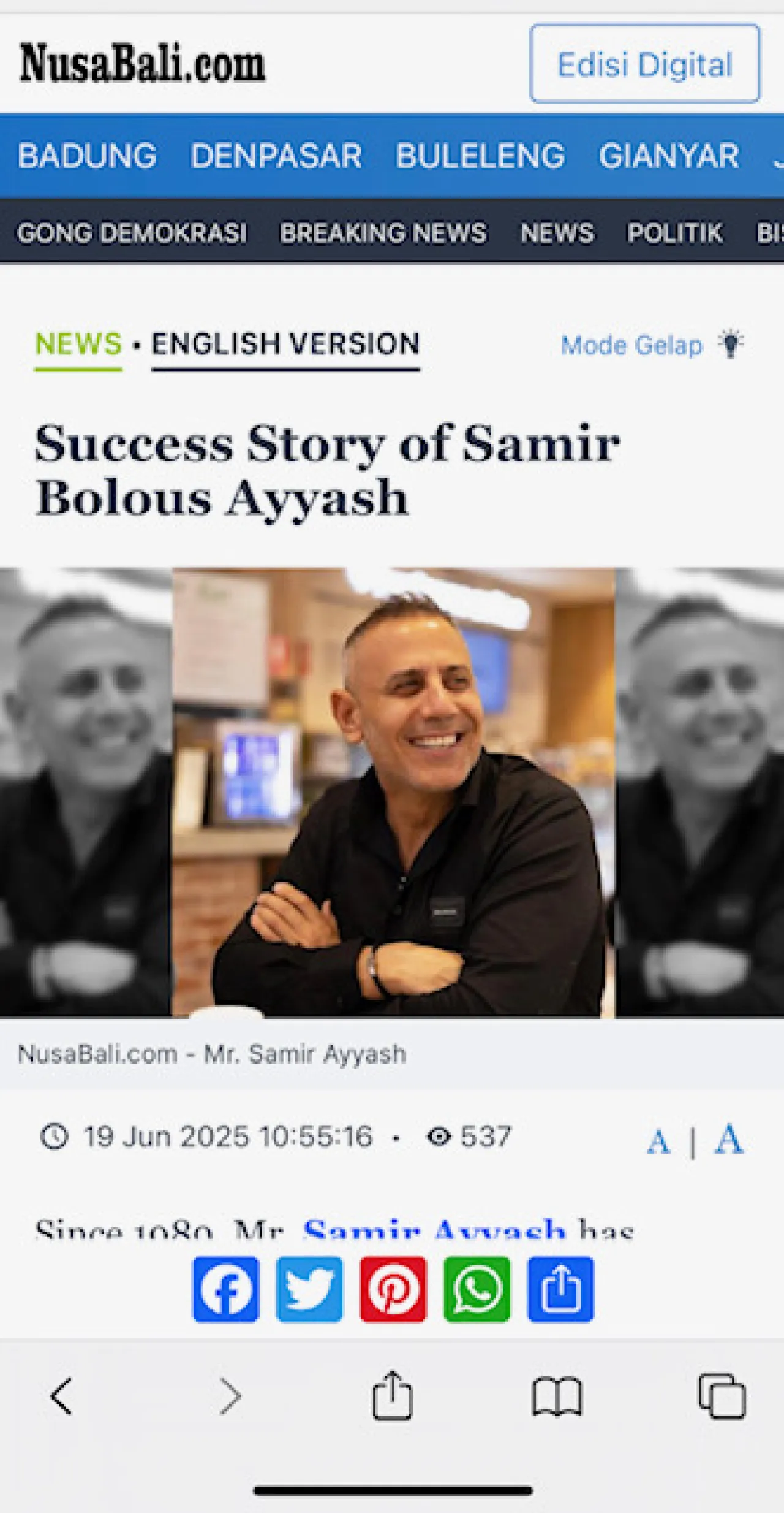 Samir Ayyash: Dari Petra Equipment hingga Bisnis Global Bernilai Ratusan Juta Dolar