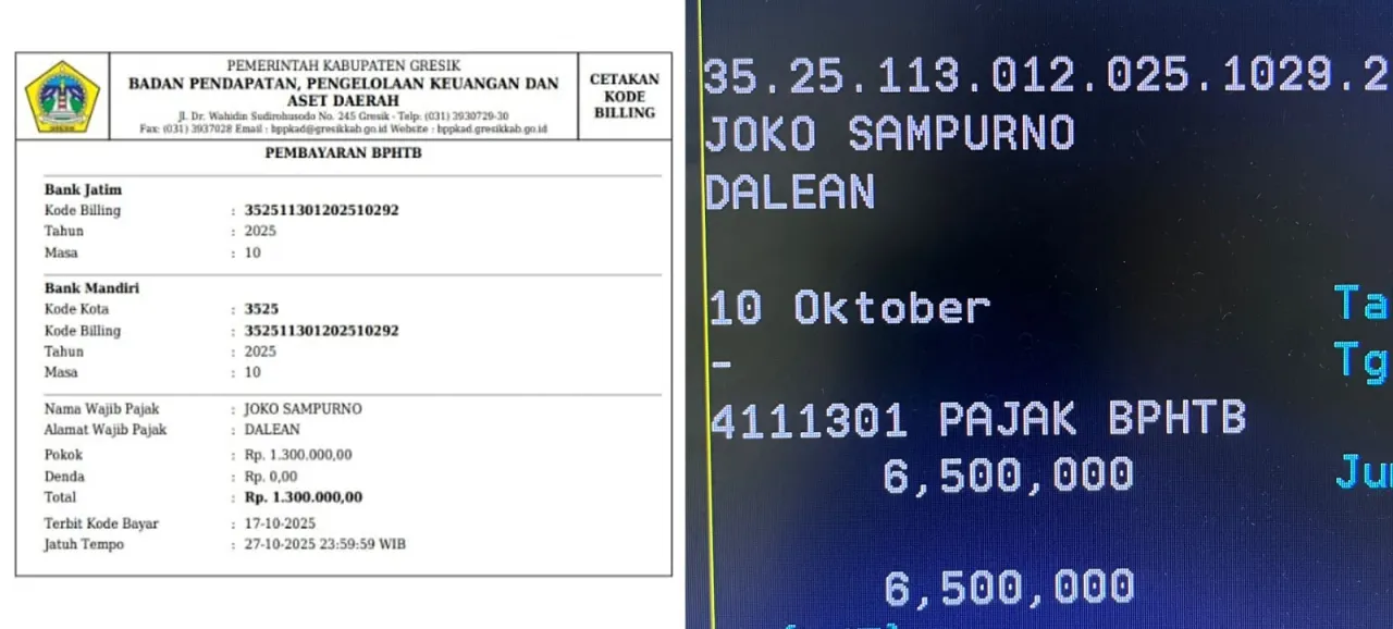 Warga Gresik Dirugikan Error Sistem BPHTB, Peraturan dan Billing Tak Sinkron
