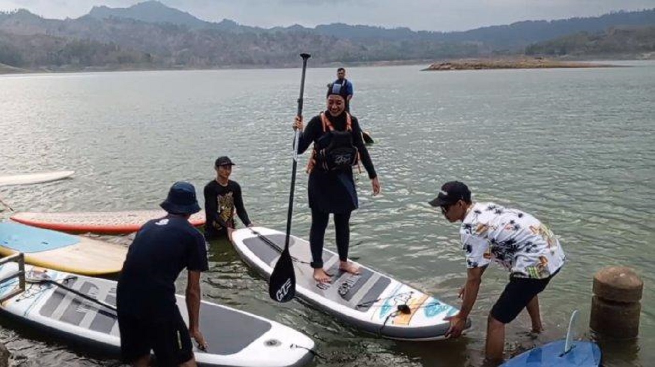 esona Waduk Wonorejo di Kabupaten Tulungagung yang dijadikan spot destinasi wisata kalangan muda. SP/ TLG