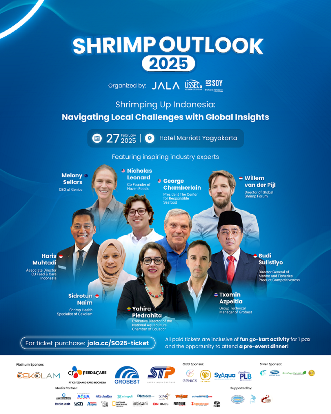 JALA bersama USSEC menggelar ‘Shrimp Outlook 2025’, sebagai solusi menjawab tantangan seperti penyakit udang, fluktuasi harga, dan daya saing masih menghambat perkembangan Indonesia, di Hotel Marriott Yogyakarta. SP/ NA