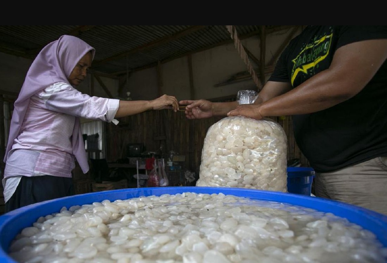 Penjual kolang-kaling di Pasar Magetan, Jawa Timur. SP/ MGT