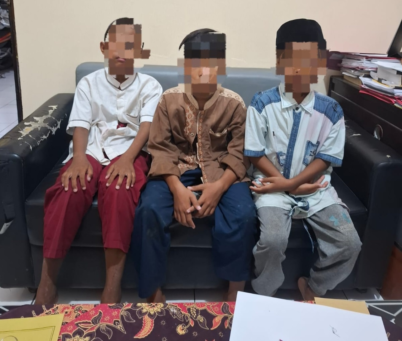 Tiga bocah pelaku aksi pencurian yang sudah diamankan aparat kepolisian. SP/M Aidid