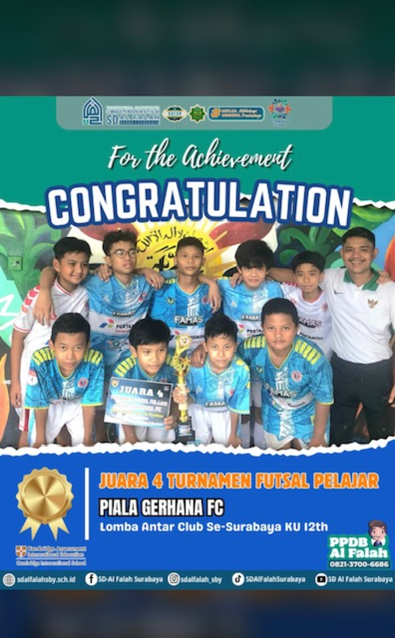 coach dan tim inti Futsal SD Al Falah Surabaya