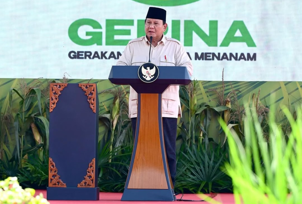 Presiden Prabowo secara resmi meluncurkan Gerakan Indonesia Menanam (Gerina) di Kabupaten Banyuasin