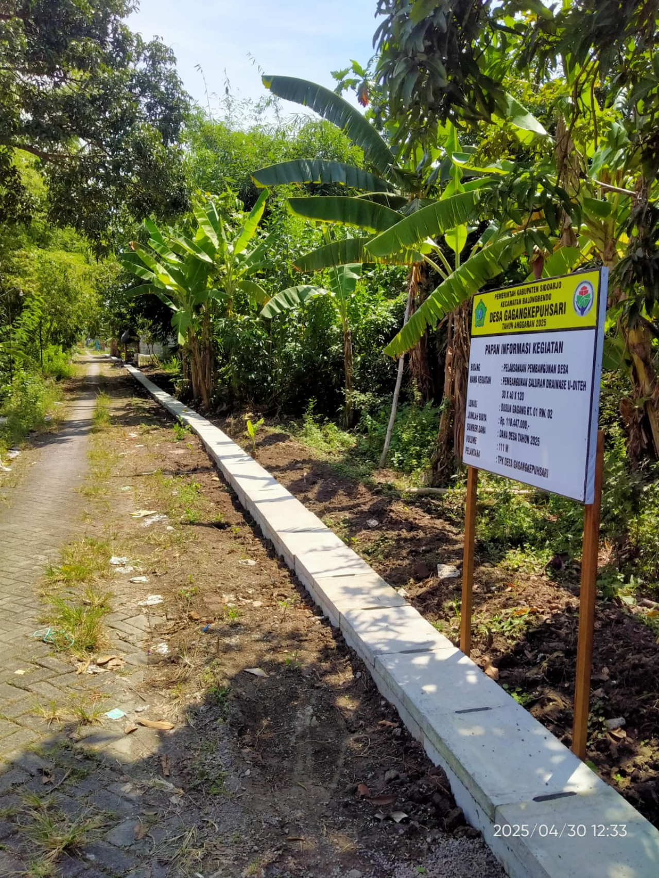 Bangunan dranase di RT 01 RW 02, Dusung Gagang, Desa Gagangkepuhsari. SP/JUM