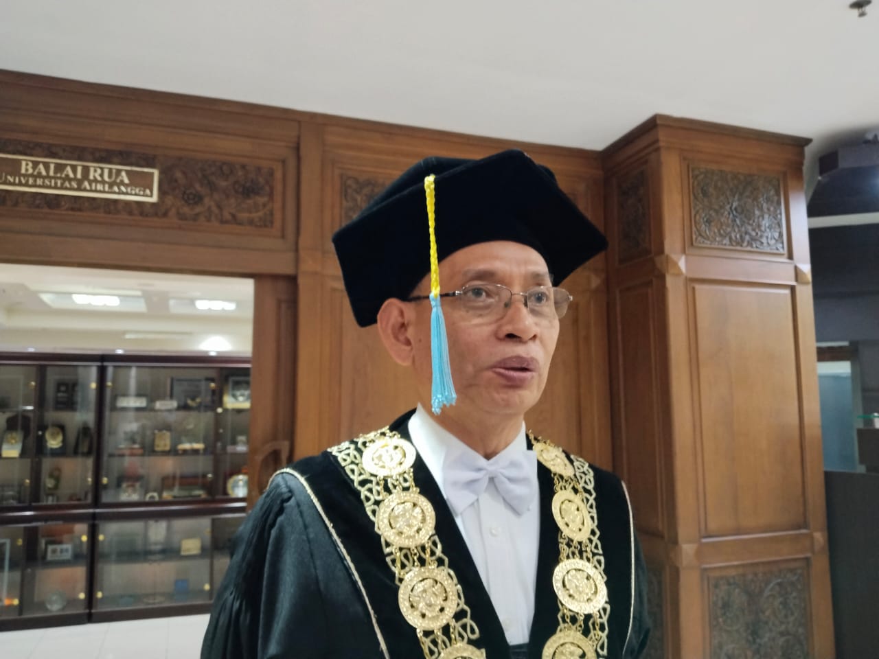 Rektor Universitas Airlangga (UNAIR), Prof. Mohammad Nasih beri sentilan terhadap pemerintah terkait vaksin asing. SP/ Achmad Adi 