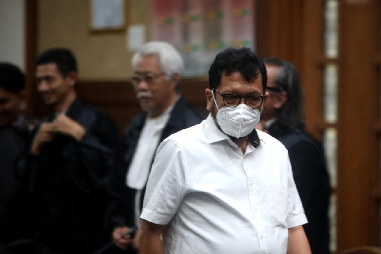 Ekspresi Zarof Ricar usai membacakan nota pembelaan di Pengadilan Tipikor Jakarta, Selasa (10/6/2025).