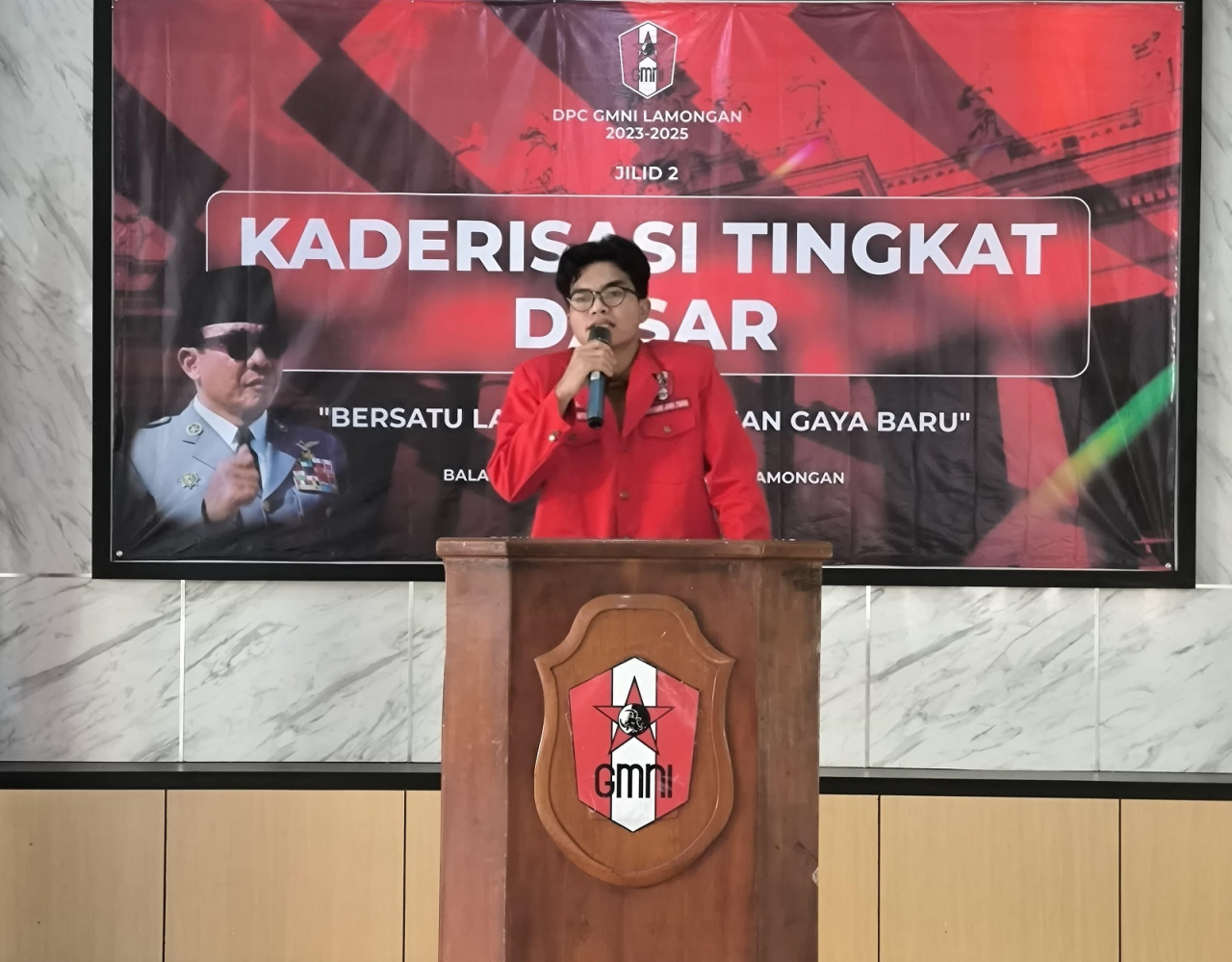 Ketua DPD GMNI Jawa Timur, Amir Mahfut saat menyampaikan sambutannya dalam berbagai kesempatan kegiatan GMNI Jatim. SP/IST