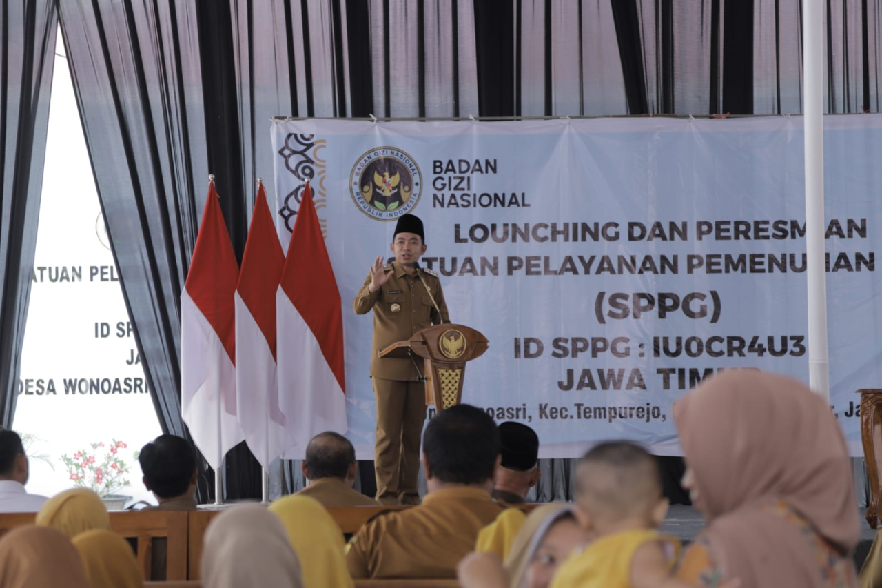 Bupati Jember M Fawait saat launching dan peresmian SPPG untuk Program Makan Bergizi Gratis di Kecamatan Tempurejo, 30/10/2025