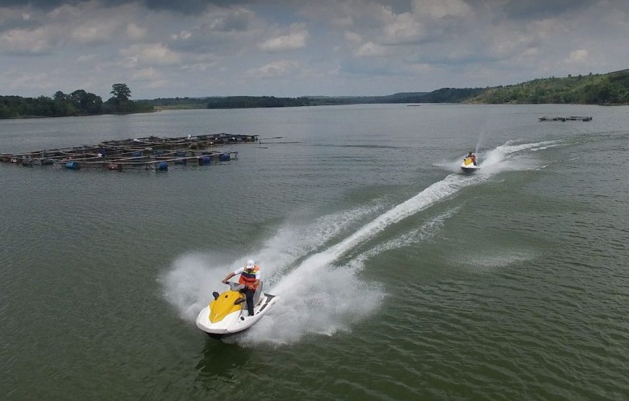 Destinasi wisata Waduk Pondok yang berlokasi di Desa Dero, Kecamatan Bringin, Kabupaten Ngawi, Jawa Timur. SP/ NGW
