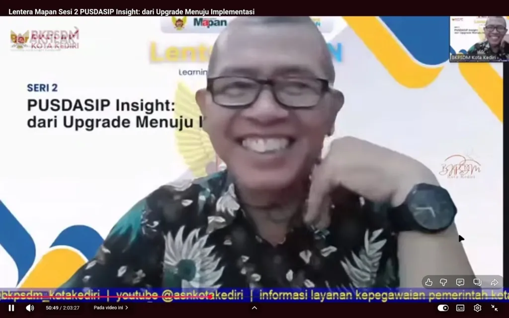 Baca juga : BKPSDM Kota Kediri Gelar Webinar Lentera Mapan: Bahas Transformasi PUSDASIP 2026 Berbasis RHK dan IKI