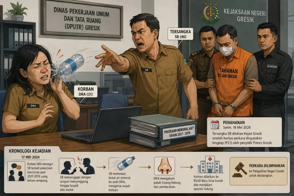 Baca juga : Aniaya Rekan Kerja, Pegawai DPUTR Gresik Ditahan Kejaksaan