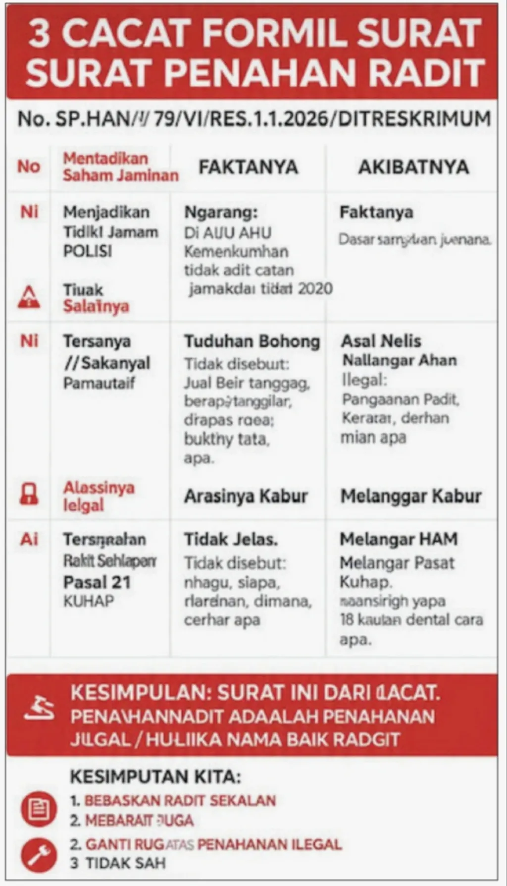 Baca juga : SURAT PENAHANAN RADIT CACAT DARI LAHIR: DIRESKRIMUM POLDA JATIM KOMBES WIDI ATMOKO, DIDUGA PANIK