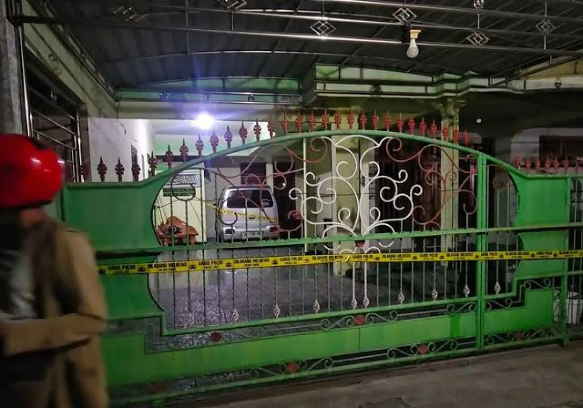 Rumah yang diduga milik terduga pelaku di Gang Tentrem, Jalan Doho, Kelurahan Winongo, Kecamatan Manguharjo, Kota Madiun.