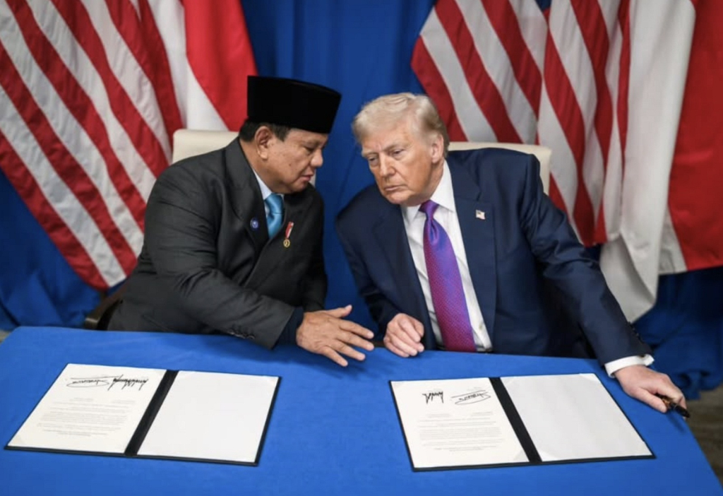 Presiden Prabowo Subianto resmi menandatangani perjanjian dagang dengan Presiden Amerika Serikat (AS) Donald Trump.