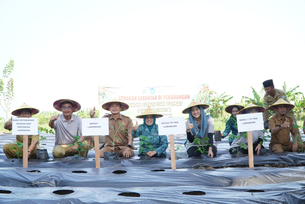 Bupati Lamongan canangkan tanam serentak Cabai dan tomat di pekarangan secara serentak di 27 Kecamatan.

FOTO:SP/MUHAJIRIN