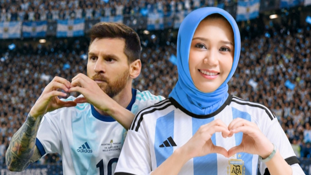 Wali Kota  Mojokerto Ika Puspitasari saat berpose 'love' dengan jagoannya di Piala Dunia 2026