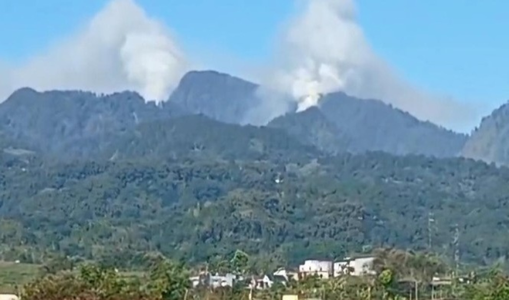 Kebakaran hutan melanda Gunung Biru, Pegunungan Anjasmoro di wilayah Mojokerto. SP/ IST